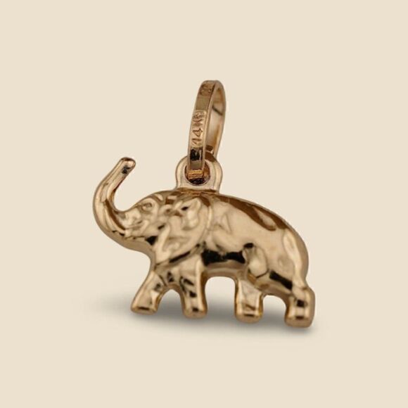14K Gold Elephant Pendant Necklace: Symbolic Jewelry Gift  14k Real Gold Elephant Pendant | Birthday Gift | Valuable Gift | Fine Jewelry |